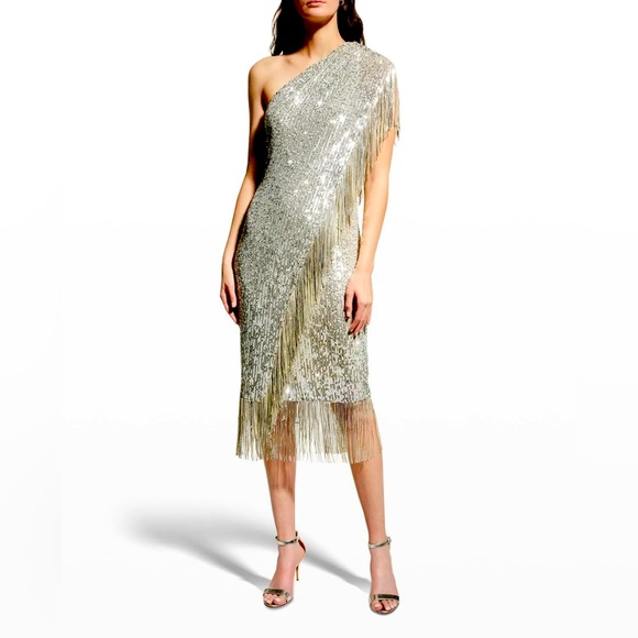 Badgley Mischka Dresses & Skirts - Badgley Mischka Women's Sequin Fringe Cocktail Dress Size 0